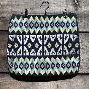 Harper Women's Blue Geometric Print Cotton Embroidered Mini Skirt